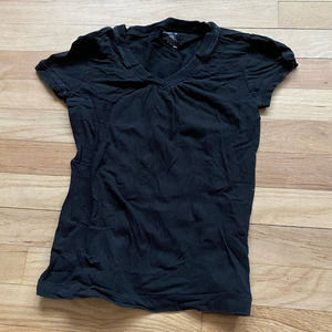 Old Navy Black Cinched Cap Sleeve V-Neck Tee Shirt